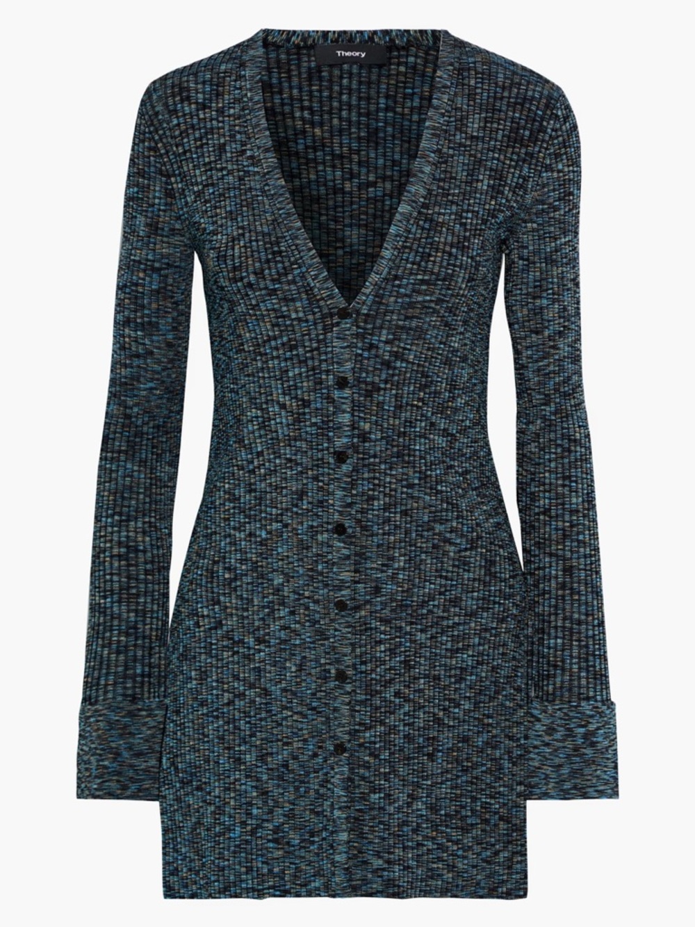 Theory Marled Ribbed Knit Cardigan